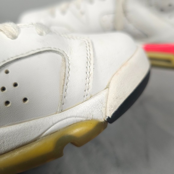 Nike Air Jordan 6 Shoes Boy 6.5y White Infrared Retro Leather Lace Up - Picture 11 of 16